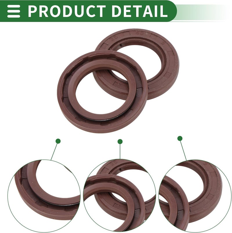 Partuto Universal Oil Seal TG4 Lip Seal Ring Rotary Shaft Seal 25x40x5mm High Pressure FKM Rubber Brown 5 Pcs - Image 5